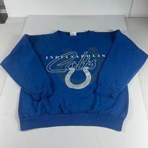 VTG 90s Indianapolis Colts Sweatshirt Fits Large Blue Thrashed Crewneck Tag XL